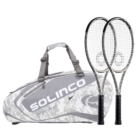 2 Raquetes Ténis Solinco Whiteout V2 305 + Saco 15R Solinco Arctic Camo